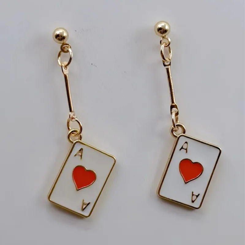 Enamel Poker Earrings Women's Chic Fashion Personality Jewelry Accessories