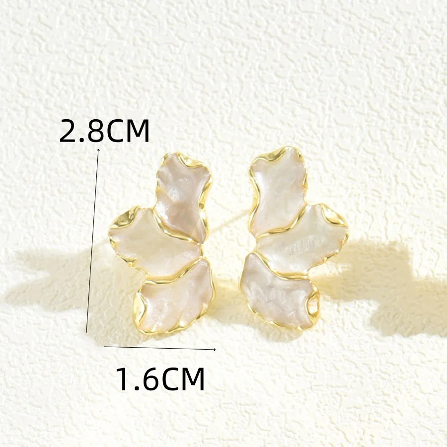 Enamel Flower Stud Earrings for Women Red Green White Color Girl Korean Delicate Daily Life Minimalist Jewelry Girlfriend Gift