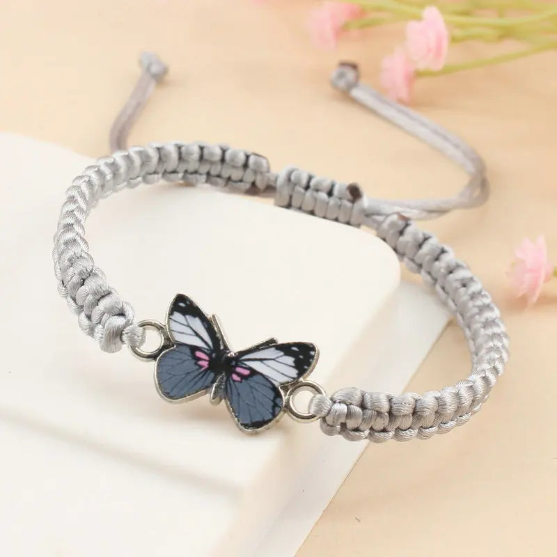 Handmade Butterfly Bracelet for Women Girls Gift Rope Braided Adjustable Size Charm Bracelet Female Jewelry Pulsera Mujer