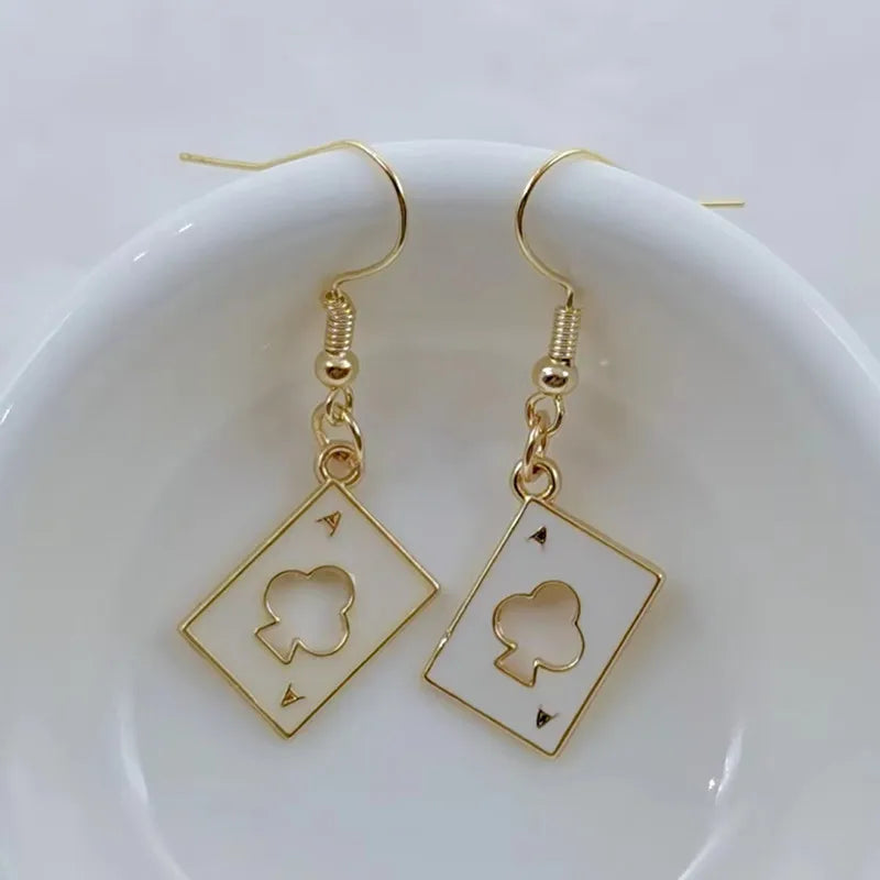 Enamel Poker Earrings Women's Chic Fashion Personality Jewelry Accessories