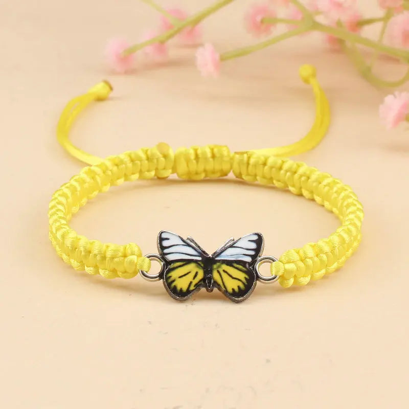 Handmade Butterfly Bracelet for Women Girls Gift Rope Braided Adjustable Size Charm Bracelet Female Jewelry Pulsera Mujer