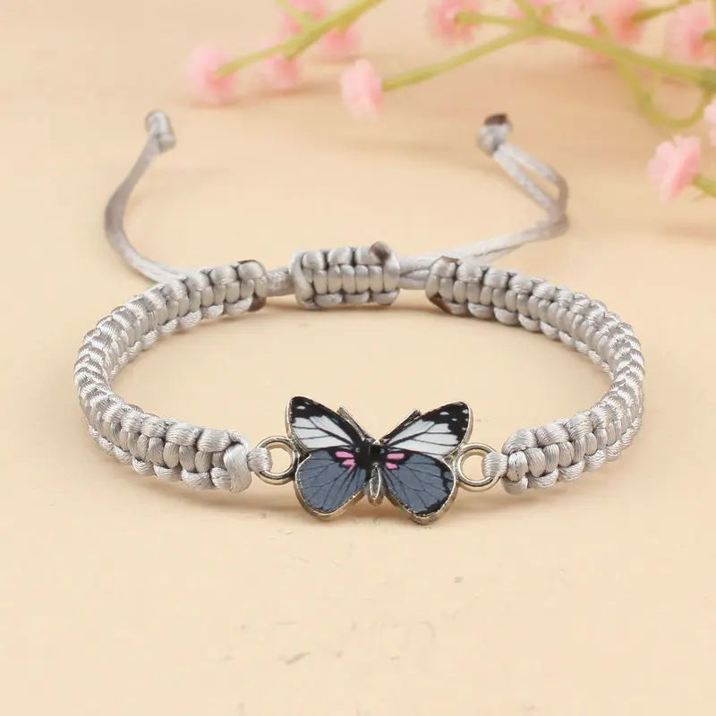 Handmade Butterfly Bracelet for Women Girls Gift Rope Braided Adjustable Size Charm Bracelet Female Jewelry Pulsera Mujer