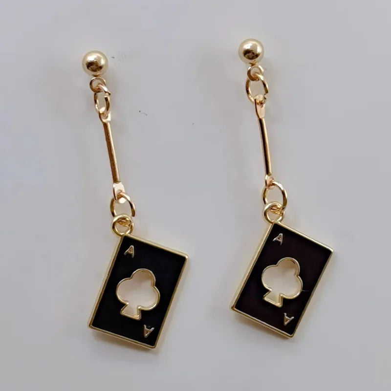 Enamel Poker Earrings Women's Chic Fashion Personality Jewelry Accessories