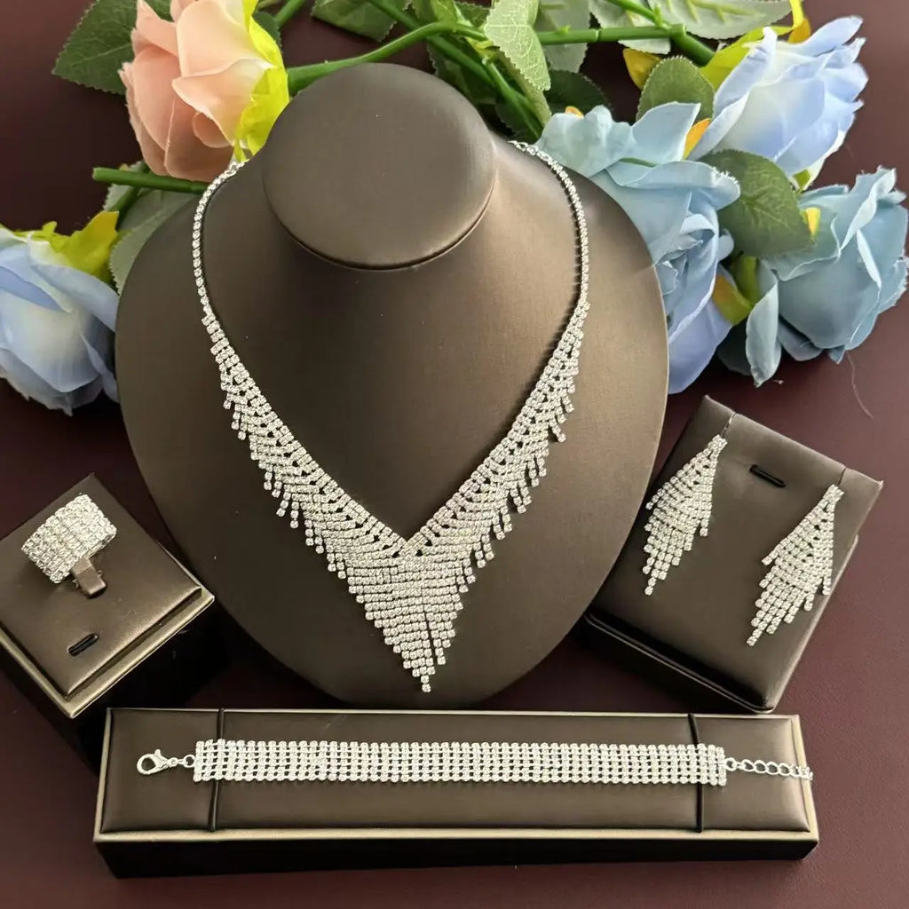 Brilliant Jewelry Five Piece Set - Eternal Jewelry Set for Engagement, Wedding, and Party