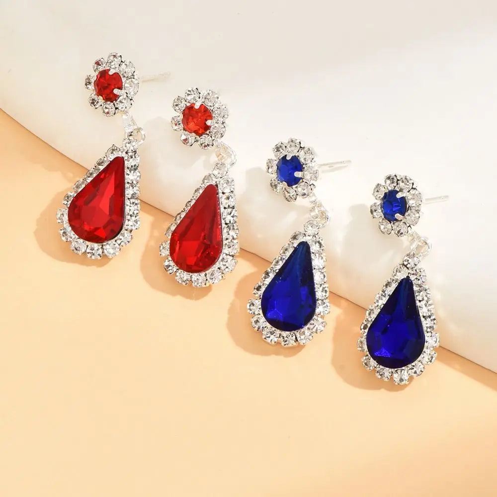 Fashionable Crystal Jewelry Necklace Earring Set Premium Water Drop Dangle Earrings Original Design Inlaid Zircon