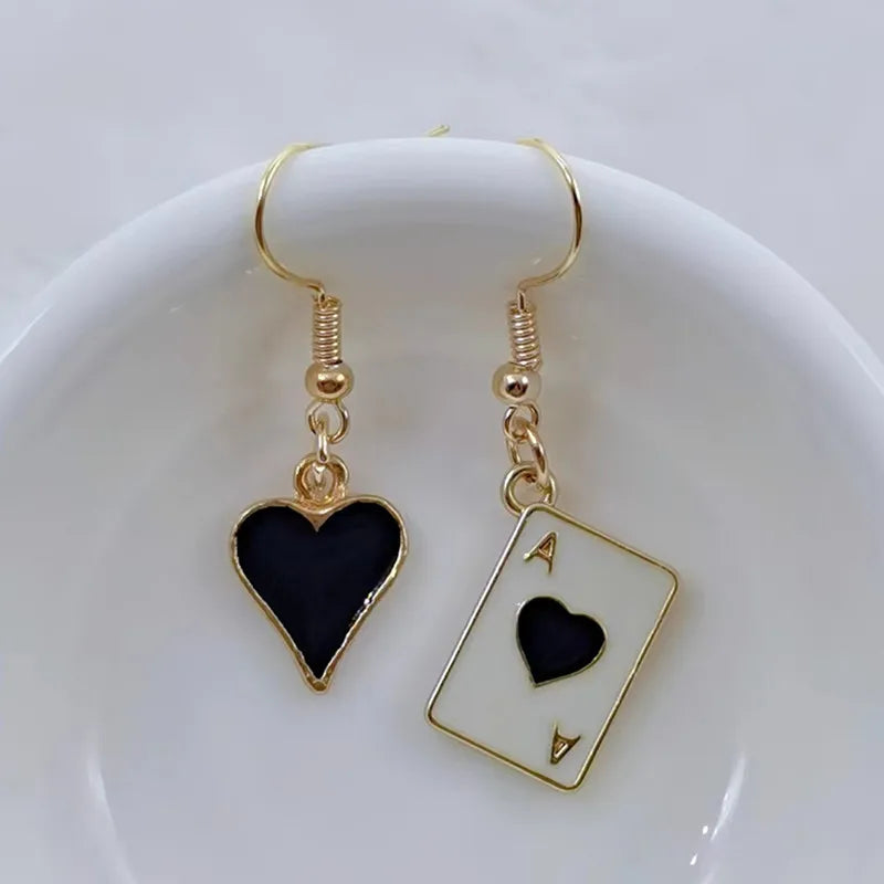 Enamel Poker Earrings Women's Chic Fashion Personality Jewelry Accessories