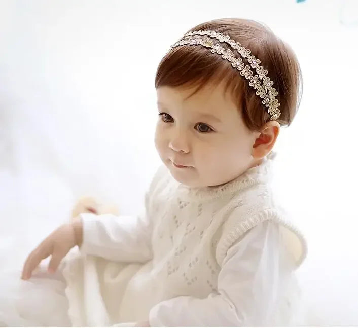 Princess Crown Flower Decor Elastic Hair Bands for Newborns Children Accessories Baby Girls Headbands Birthday Party Photo Props