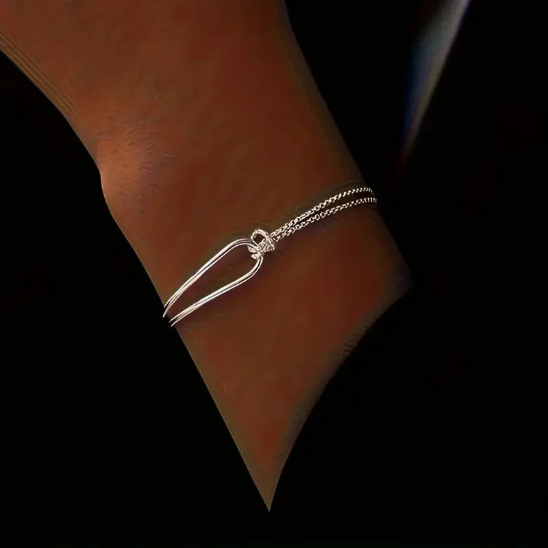 New S925 Silver Minimalist Geometric Collage Bracelet Women's Jewelry Exquisite and Elegant for Birthday and Christmas Gifts