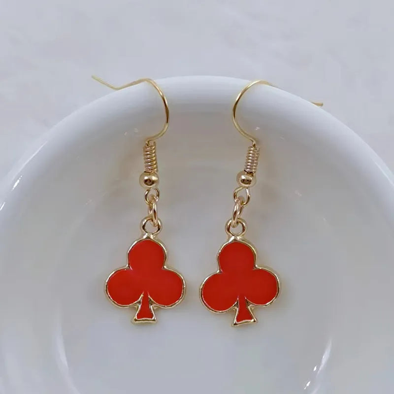 Enamel Poker Earrings Women's Chic Fashion Personality Jewelry Accessories