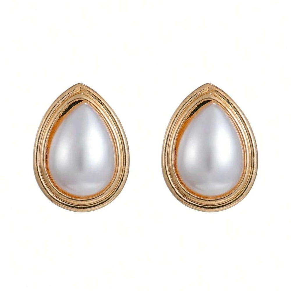 New Bride Wedding Jewelry Sets For Women Fashion Elegant Minimalist Imitation Pearl Water Drop Choker Neckchain And Earrings